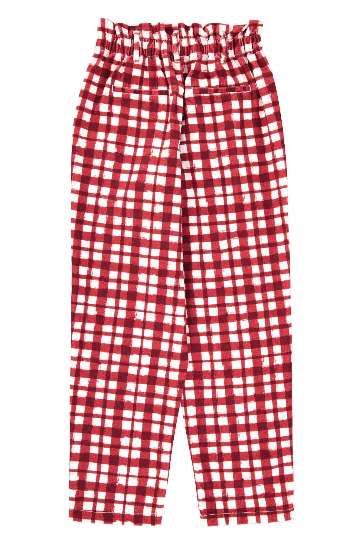 Spodnie w bordową kratę 1